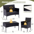 The HARAISEDK Handmade Outdoor Wicker Patio Sofa Set, Combined with A Tempered Glass Coffee Table, Is An All - Weather PE Rattan Furniture Piece That Is Applicable to Courtyards, Patios, Balconies, Backyards, Decks, Bars And Cafes.