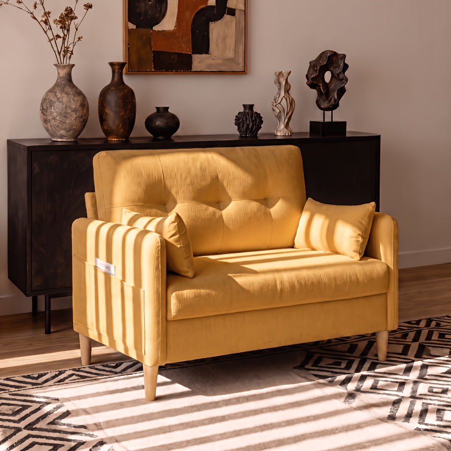 Loveseat Sofa, 47" Small Couch for Living Room, Comfy Chenille Fabric Love Seat for Bedroom Withthrow Pillow, Removable Cushion Cover, Couches for Small Space, Apartment, Dorm