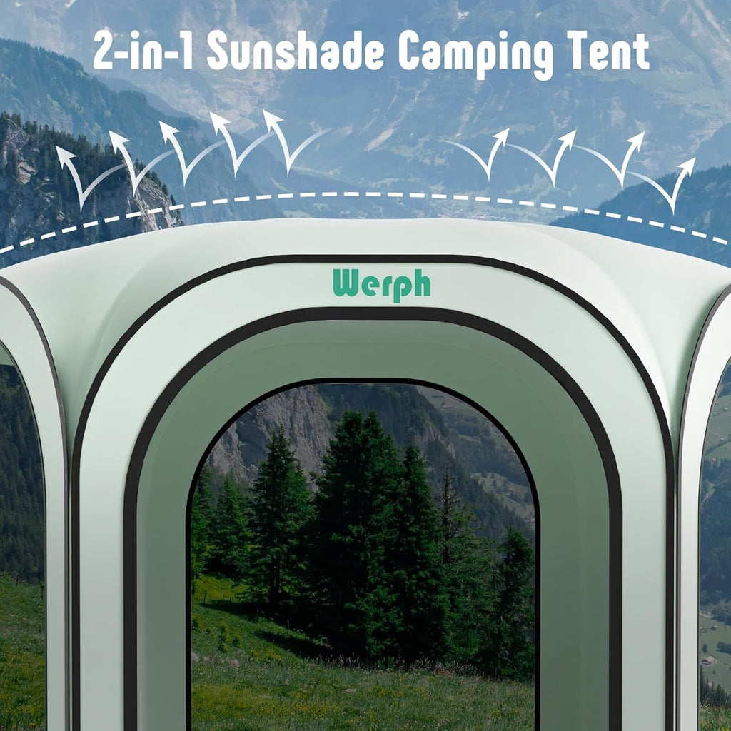 WERPH Screen Tent Camping Canopy 12x12, Screen Room with Mosquito Tent,Pop Up Screen Tent Canopy with Mosquito Net,Outdoor Tent Canopy,Pop Up Gazebo for Lawn & Garden,Parties or Camping,Beige
