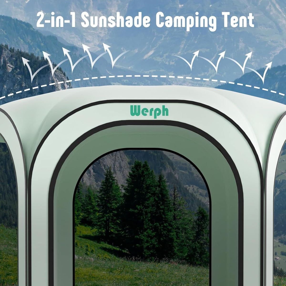 WERPH Screen Tent Camping Canopy 12x12, Screen Room with Mosquito Tent,Pop Up Screen Tent Canopy with Mosquito Net,Outdoor Tent Canopy,Pop Up Gazebo for Lawn & Garden,Parties or Camping,Beige