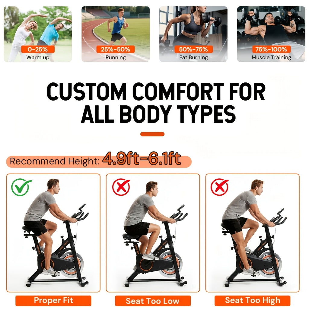 1pc Heavy-Duty Magnetic Bike for Home Gym - Adjustable Magnetic & Belt Drive System, Quiet Indoor Cycling Bike with Magnetic Brakes, Suitable for Home Gyms, Rehabilitation Training, for Home Fitness Equipment, Christmas Gifts