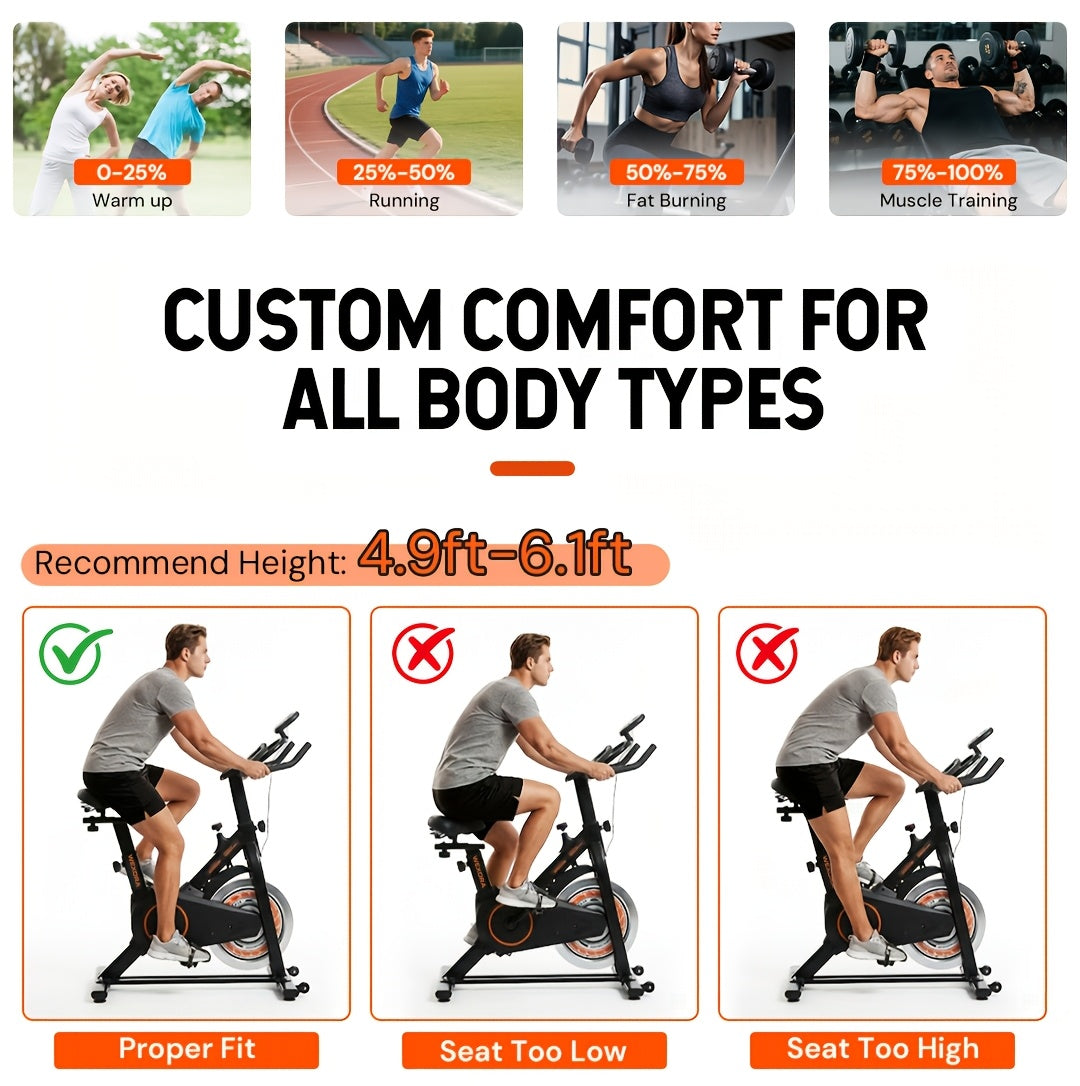 1pc Heavy-Duty Magnetic Bike for Home Gym - Adjustable Magnetic & Belt Drive System, Quiet Indoor Cycling Bike with Magnetic Brakes, Suitable for Home Gyms, Rehabilitation Training, for Home Fitness Equipment, Christmas Gifts