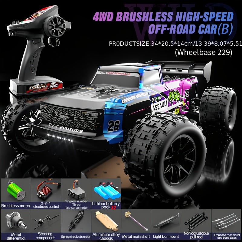 1:10 Scale Brushless RC Car High Speed 4WD Off Road Drift Racing Truck Professional Remote Control Toy for Birthday Easter Gifts