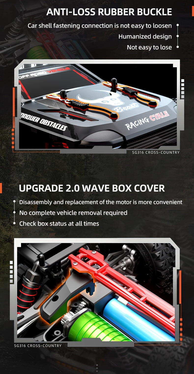 2026 NEW MAX Upgraded 4WD High Speed Off Road RC Car, 50MPH All Terrain Racing Truck, 2847 Brushless Motor Power System, Triple Speed Switch, Drift And Stunt Ready, Heavy Duty Metal Differential And Spring Suspension, 1:16 Large Scale Toy Car