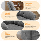 Living Room Single Chair, 360° Swivel Rocking Chair, Manual Rocking Chair for Small Spaces, Rocking Chair with Side Pockets And Armrest Storage, Deep Seat Cushion And Plush Backrest, Chenille Fabric, a Recliner Suitable for The Living Room