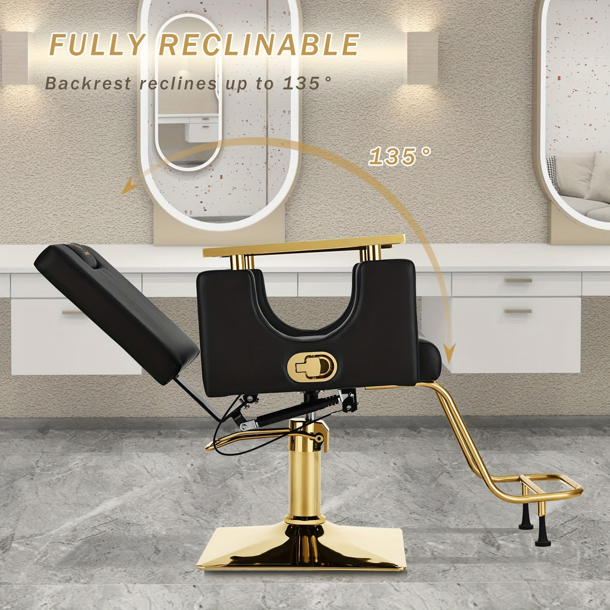 Salon Chair Hydraulic Barber Chair 360 Degrees Rolling Swivel Barber Chairs, Hydraulic Reclining Barber Chair for Barbershop Hair Salon Spa Equipment