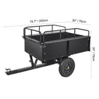 VEVOR Heavy Duty Steel ATV Dump Trailer, 750/1500-Pound Load Capacity 12/15 Cubic Feet, Tow Behind Dump Cart Garden Trailer, with Removable Sides and 2 Tires, for Mowers, Tractors, ATV, UTV