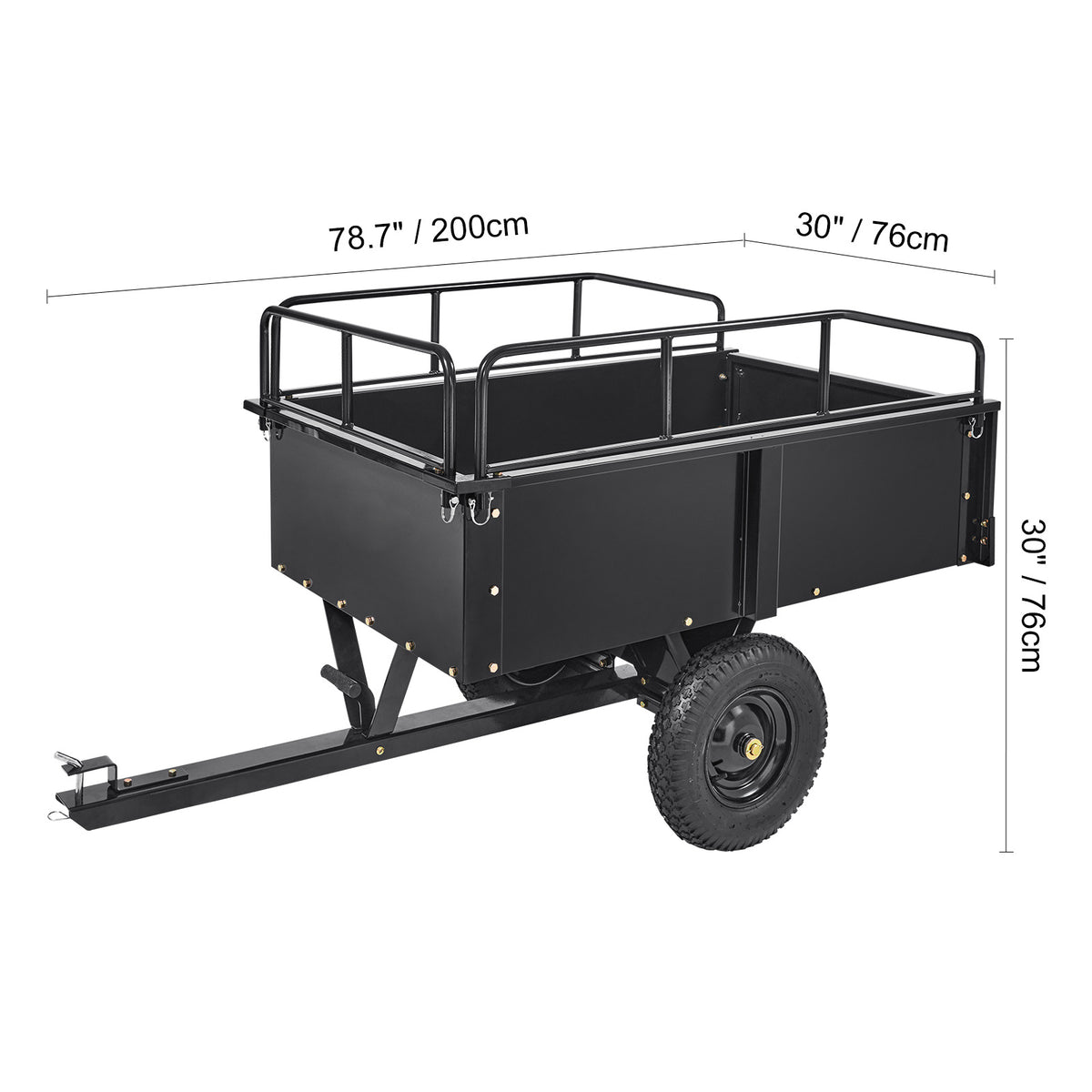 VEVOR Heavy Duty Steel ATV Dump Trailer, 750/1500-Pound Load Capacity 12/15 Cubic Feet, Tow Behind Dump Cart Garden Trailer, with Removable Sides and 2 Tires, for Mowers, Tractors, ATV, UTV
