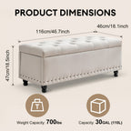 Ottoman With Storage, Storage Bench With Button-Tufted, End Of Bed Storage Bench Safety Hinge With Rivets, Large Storage Ottoman Bench For Bedroom, Living Room, Foot Of Bed