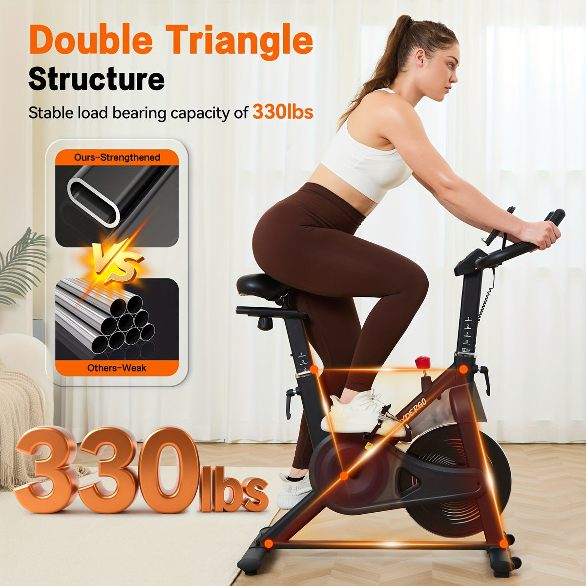 Exercise Bike: 330 Lbs Weight, Stationary Exercise Bike Exercise Bike for Home,Adjustable Magnetic Silent Belt Drive,Indoor Cycling Bike for Home, Suitable for Home Gyms,Rehabilitation Training Scenarios, Christmas Gifts