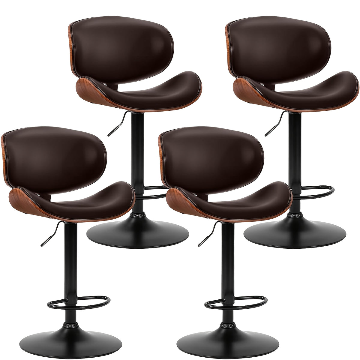 2pcs Or 4pcs for Bar Stool Set with Adjustable Height, PU Leather Seat Cushion, Ergonomic Backrest, Footrest, And Non-Slip Rubber Base, Perfect for Bars And Home Kitchen Islands