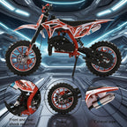 49cc 2-Stroke Mountain Dirt Bike, Gas Power Motocross, Off Road Mini Motorcycle, Pocket Motorbike With Front Rear Disc Brakes, Maximum Speed Up To 20mph, Without Battery