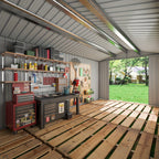 8x8 FT Storage Shed, Large Metal Tool Sheds With Lockable Doors, Outdoor Storage Shed For Backyard Garden Patio Lawn, Grey