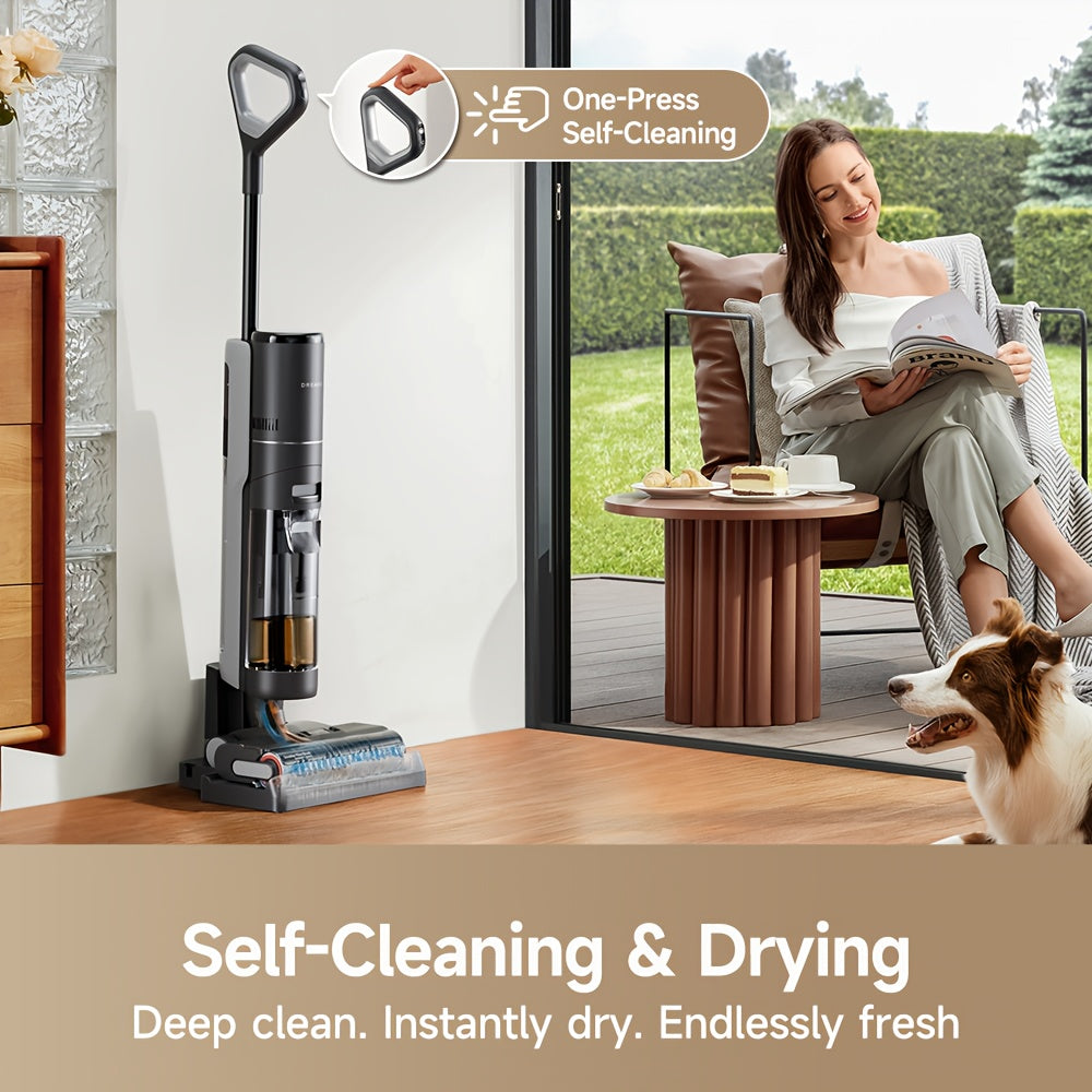 Refurbished DREAME H12 PRO Wet Dry Vacuum Cleaner, Cordless Vacuum Mop All In One, Smart Floor Cleaner for Hard Floor, One-Step Edge to Edge Cleaning with Hot Air Drying