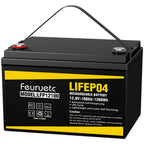 Feuruetc 12V 100Ah LiFePO4 Lithium Battery, Deep Cycle Golf Cart Battery With Built-in 100A BMS, 15000+ Cycles, Perfect Replacement For Lead-Acid, Lightweight & Long-Lasting For RV, Camper, Solar Energy Storage, Off-Grid Power System