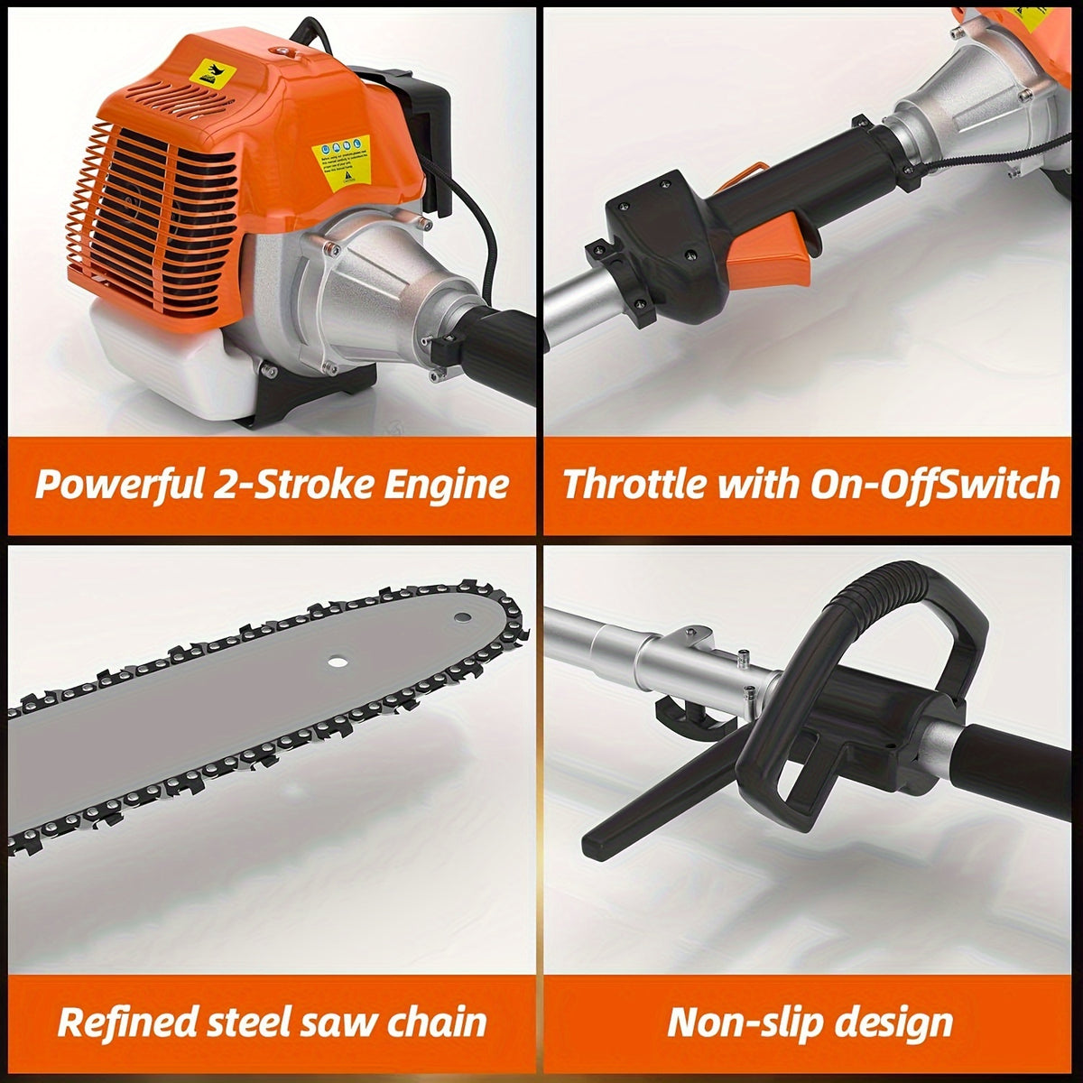 48CC Gas Powered Pole Saws, 2-Stroke Gas Pole Saws for Tree Trimming with11.5in Cutting Bar, 16 FT Extendable Pole Chainsaw Tree Trimmer