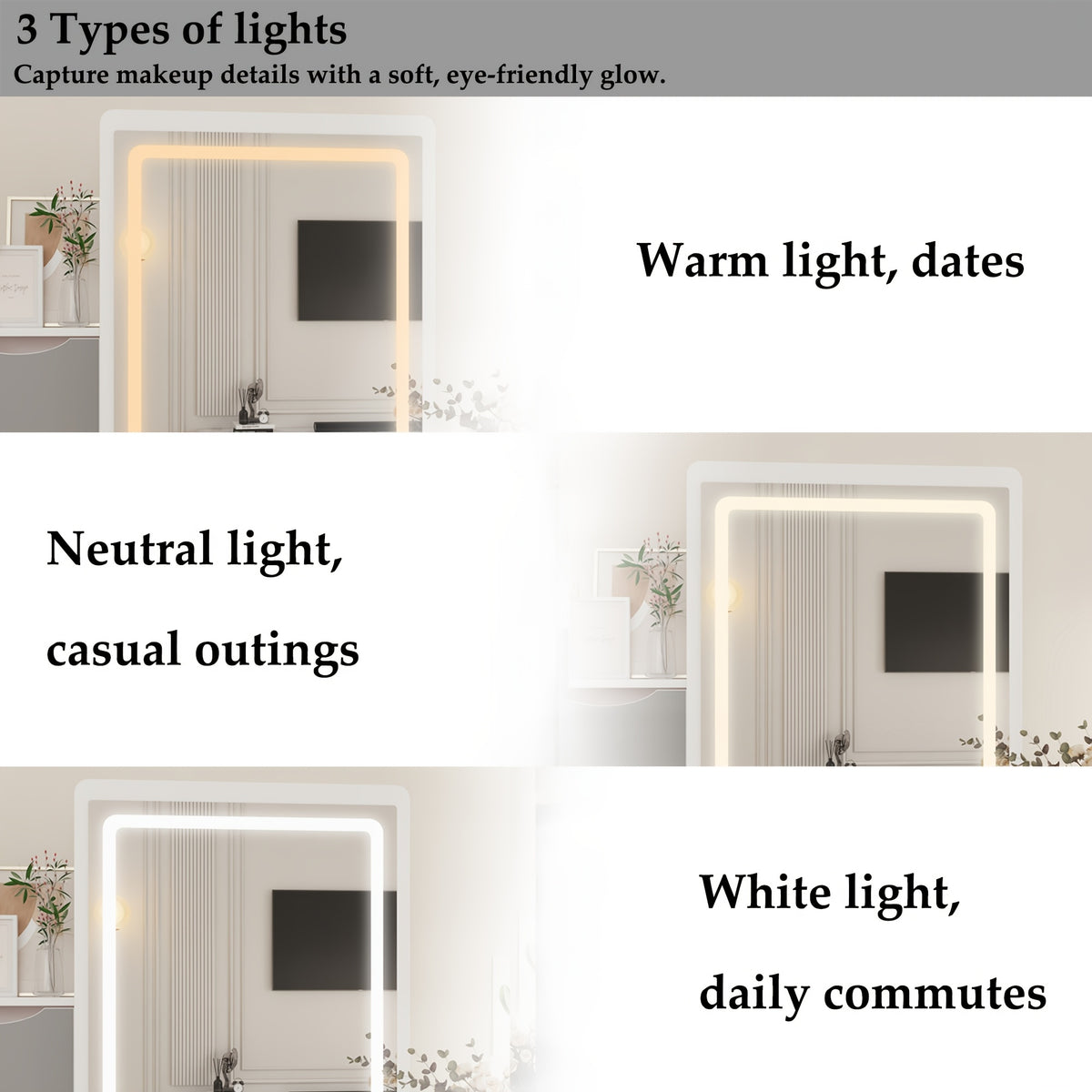 Push-Pull Makeup Table with Light in Bedroom