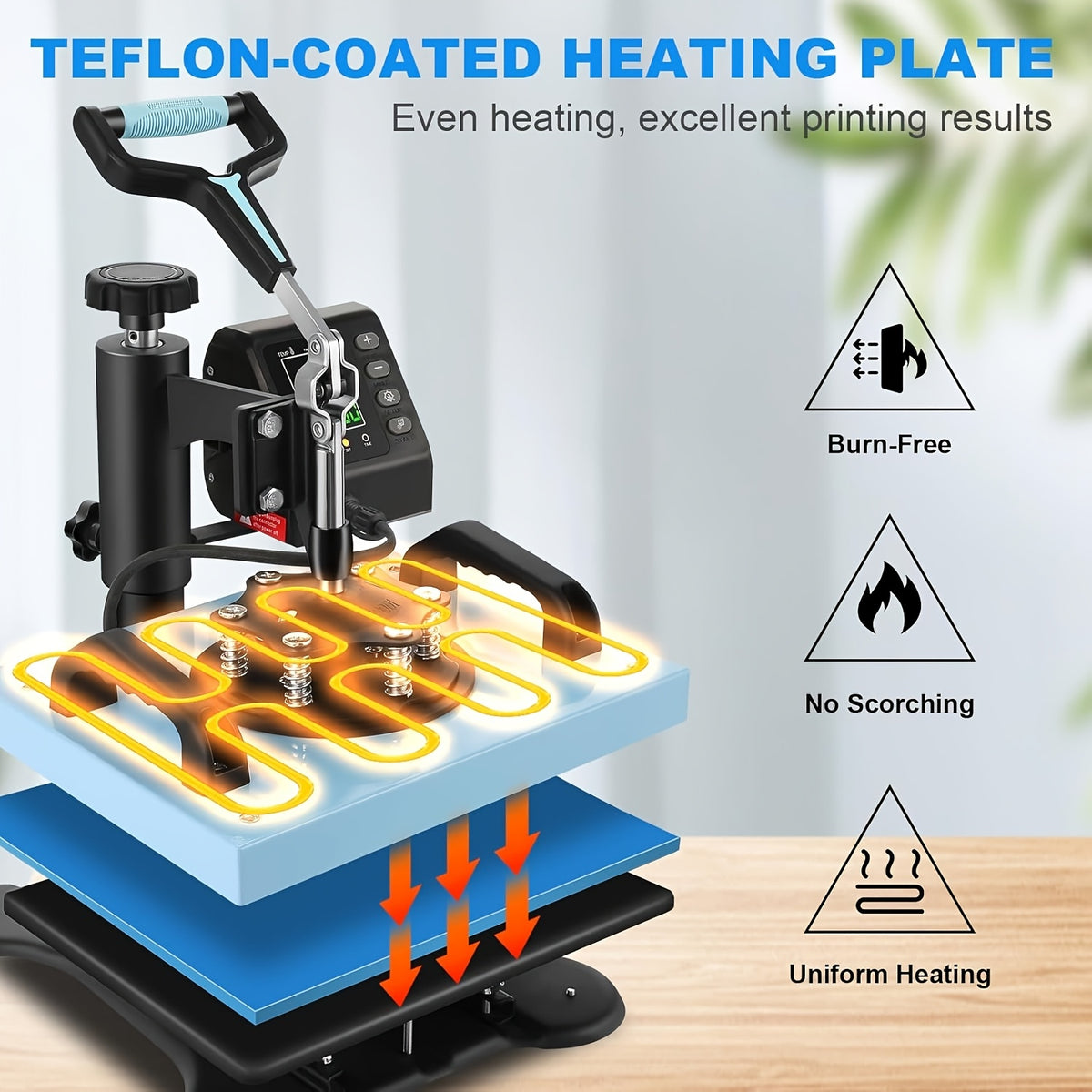 Heat Press Machine For T Shirts, Canvas Bags, 12"x10" Sublimation Shirt Heat Press Machines, 360° Swing Away Sublimation Transfer Printer Fast Heat-up, Digital Precise Temperature Control With Bell Alarm, Ovar Temp Warning