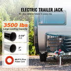 VEVOR Electric Trailer Jack, Power Tongue Jack Weight Capacity 3500 lbs, 9.84"-33.85" Electric Tongue Jack with Cover for Lifting RV Trailer, Horse Trailer, Utility Trailer, Yacht Trailer