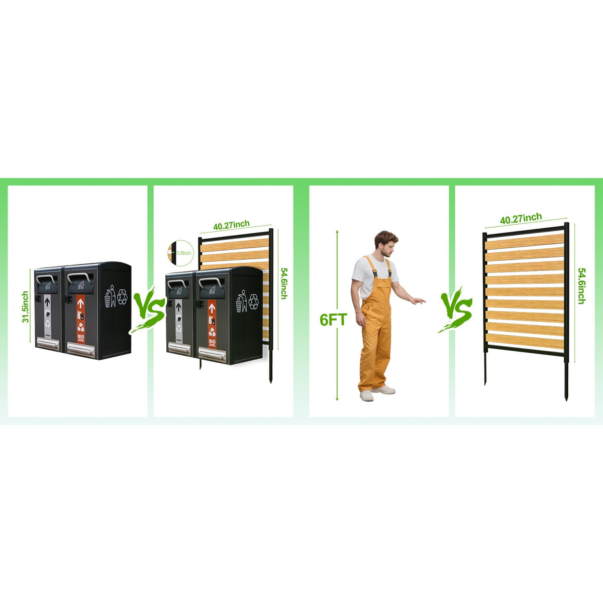 Metal Air Conditioner Fence 2 Panels - 40.27' W x 54.6' H Outdoor Privacy Screen, No Dig Wooden Privacy Screen for AC Unit, Trash Can, Pool Equipment, Yard Garden