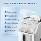 Countertop Nugget Ice Maker, 34/44Lbs Daily Production, Auto-Cleaning Pellet Ice Machine | Mini Fridge, Compact Refrigerator, Comes With Ice Scoop & Basket, Sonic Ice Machine Ideal For Home/Office/Kitchen