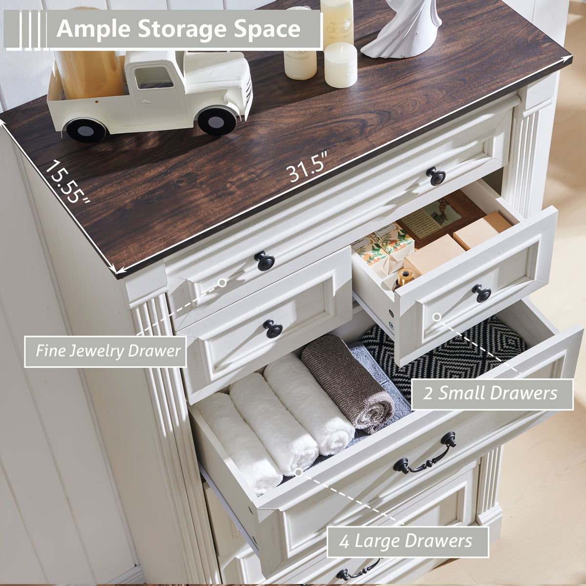Farmhouse Chest Of Drawers for Bedroom, Storage Dressers for Hallway, Living Room