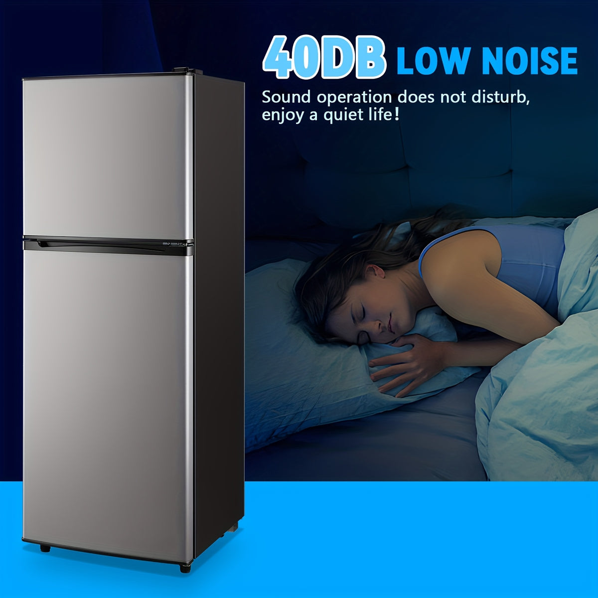 [Large Capacity Fridge] 2.4/5.5 Cu.Ft. Refrigerator with Freezer, Double Door Fridge, Adjustable Thermostat, Large Capacity, Refrigerator for Apartment, Office, Dorm, Home, Silvery