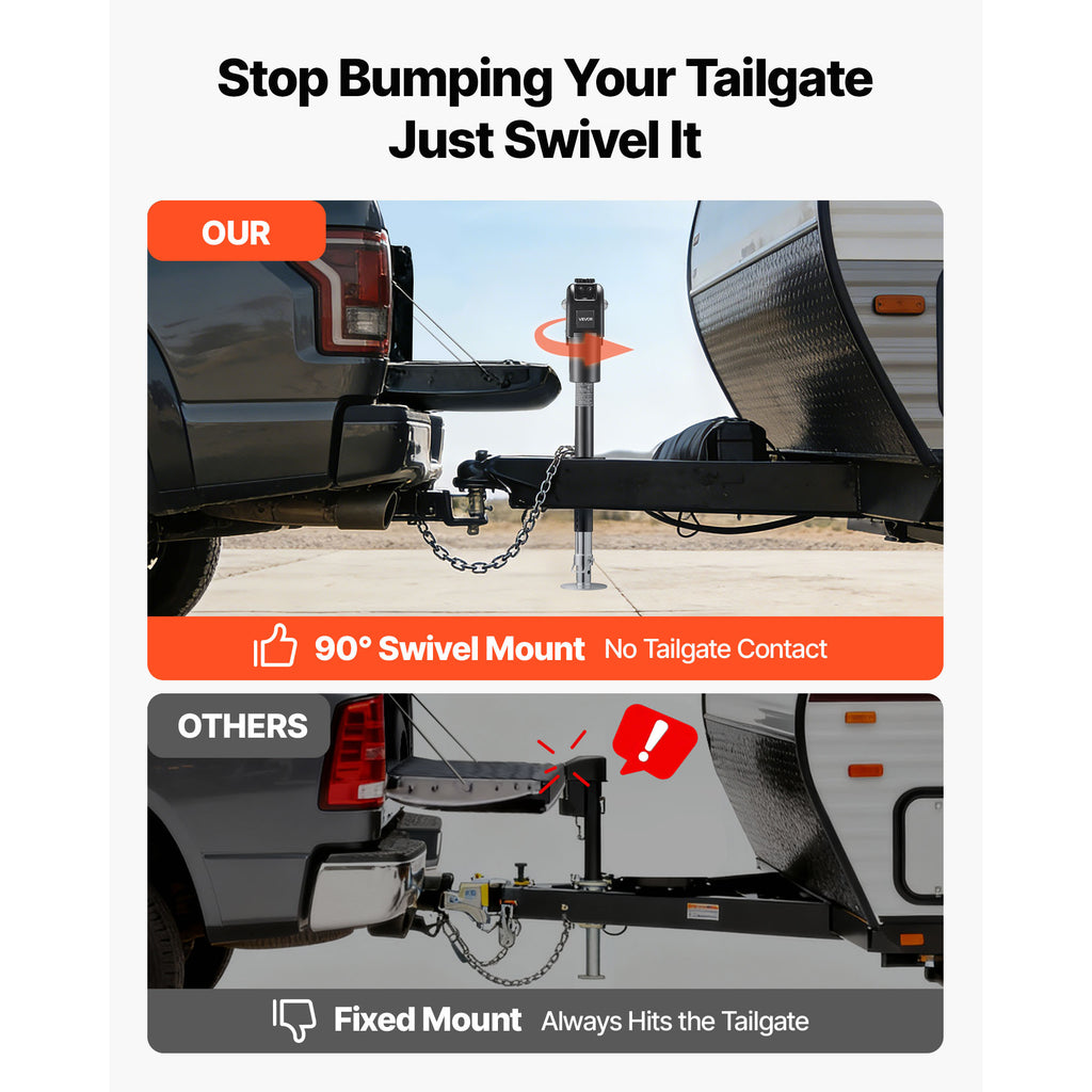 VEVOR Electric Trailer Jack, 7500 lbs Capacity, Electric Power Tongue Jack with Protective Cover & LED Light for Travel Trailer, Camper, RV, 9.84-27.84 in Lift, 12V DC with Wiring, Black