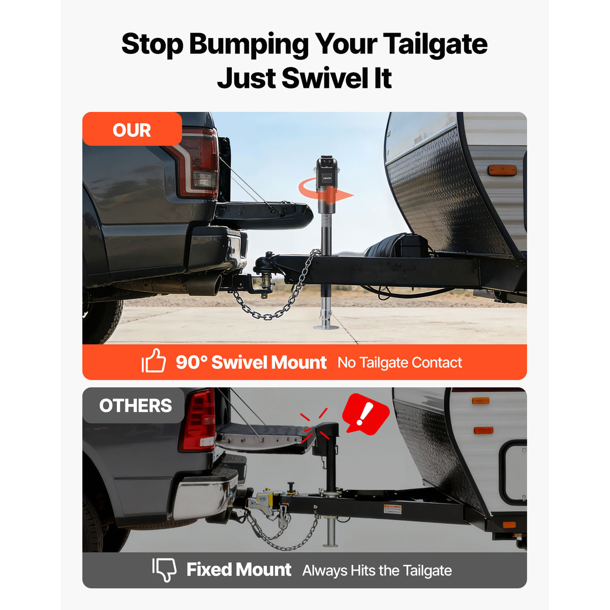 VEVOR Electric Trailer Jack, 7500 lbs Capacity, Electric Power Tongue Jack with Protective Cover & LED Light for Travel Trailer, Camper, RV, 9.84-27.84 in Lift, 12V DC with Wiring, Black