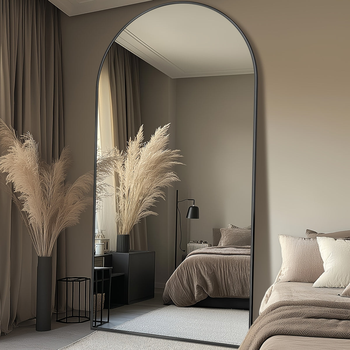 Full Length Mirror, 78"X 38" And 81"X 41" Oversized Arched Floor Mirror Freestanding, Full Body Mirror Floor Standing Mirror with Stand for Bedroom, Hanging Mounted Mirror for Living Room Cloakroom