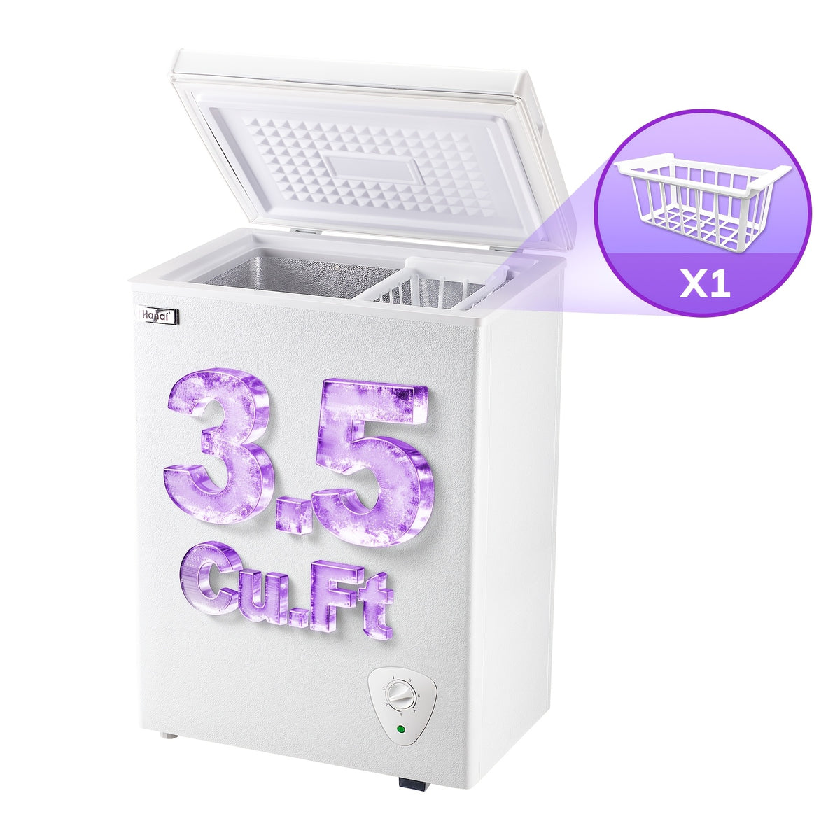 3.5/2.5 Cubic Feet Chest Freezer with 2 Removable Baskets Free Standing Top Open Door Compact Deep Freezer with Adjustable Temperature for Home, Kitchen, Office, Bar