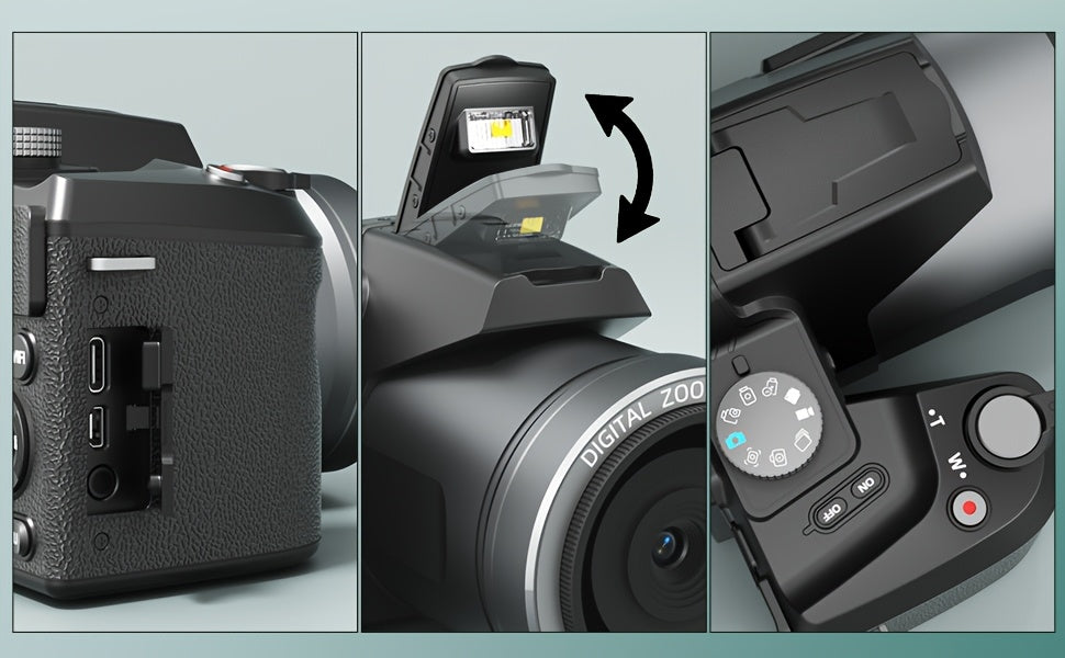 NBD 64MP Digital Camera for Photography, 5K Vlogging Camera for YouTube with 3" Flip Screen, 16X Digital Zoom, Autofocus, 2 Batteries, 32GB TF Card(S205, Black)