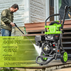 MAX 4400PSI 4GPM 209CC Commercial Gas Pressure Washer, 7.0 HP Professional Gas Power Washer with 5 Nozzles 25ft Hose 16.91oz Foam Bottle for Car Fence Driveway Yard (EPA/CARB/ETL Compliant)