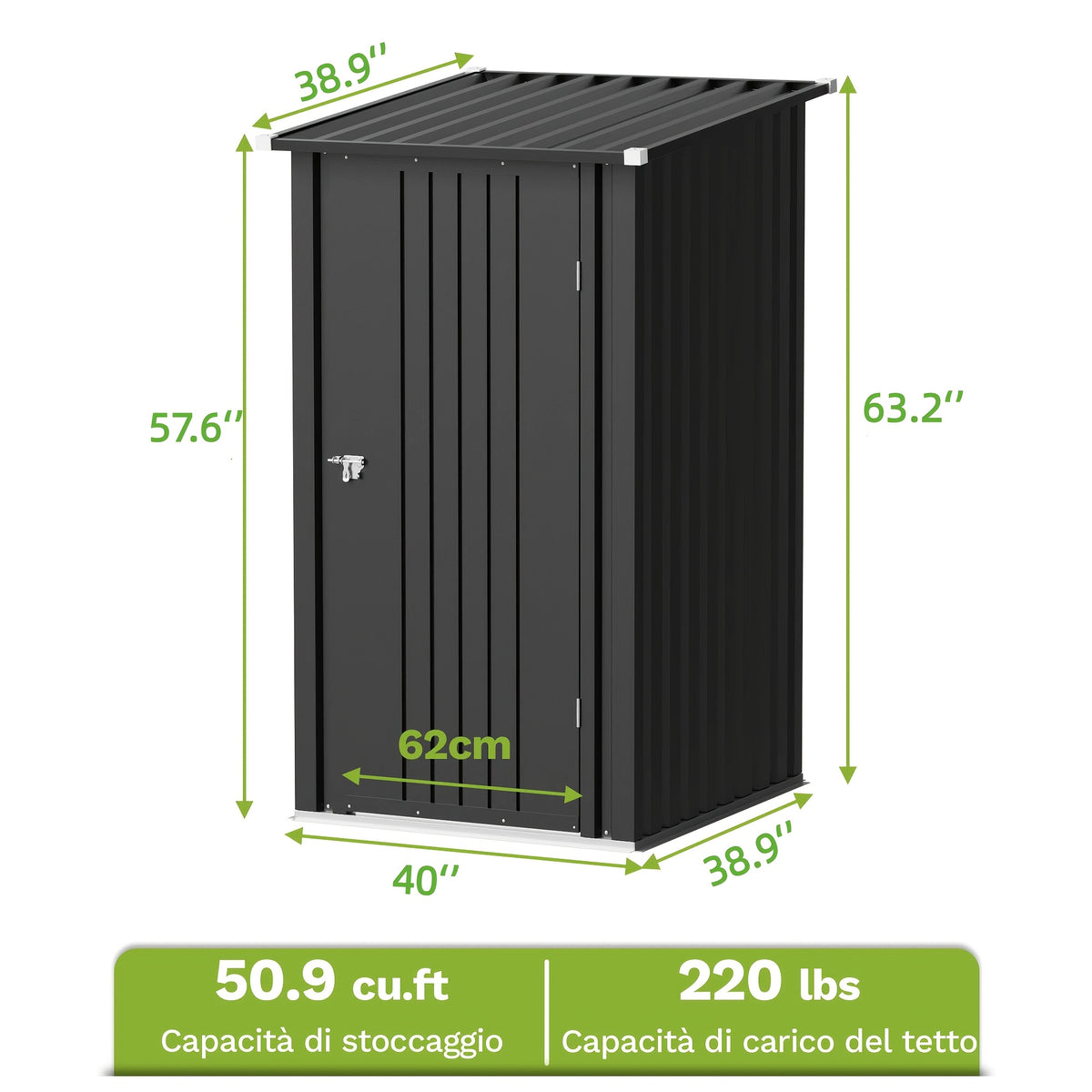 GUNJI 3X3ft Garden Shed Outdoor Storage Shed Metal Shed with Lockable Doors & Slooping Roof Tool Shed Bike Shed for Backyard, Patio, Poolside