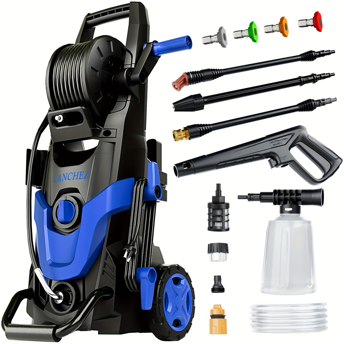Electric High Pressure Washer, 4500PSI 3.2GPM Electric Washer, with 6 Quick Connection Nozzles, Inlet Pipes And Filters, And Foam Cannons