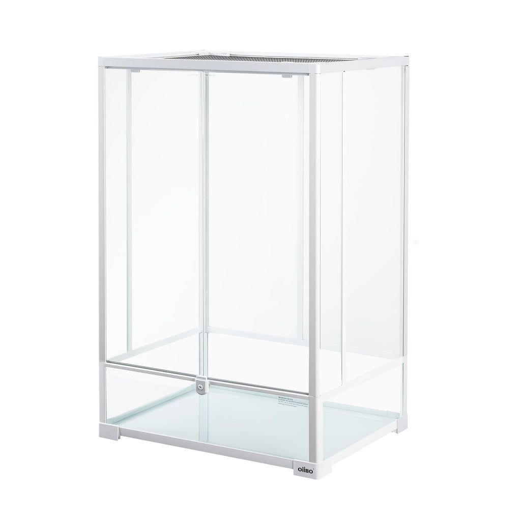 Oiibo 64 Gallon Reptile Tall Terrarium, Vertical Reptile Tank 24" X 18" X 36" Full Tempered Glass Double Front Opening Door with Top Mesh Lid, Reptiles Amphibians Habitat Enclosure (Knock-Down)