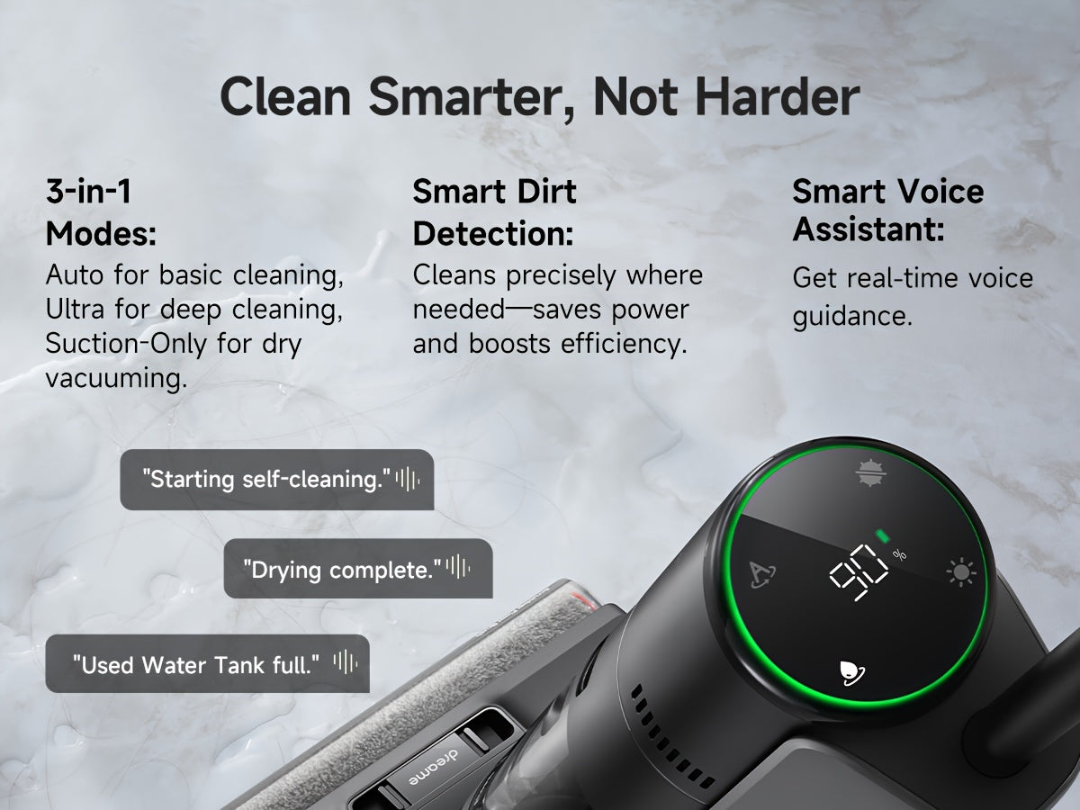 Refurbished DREAME H12 PRO Wet Dry Vacuum Cleaner, Cordless Vacuum Mop All In One, Smart Floor Cleaner for Hard Floor, One-Step Edge to Edge Cleaning with Hot Air Drying