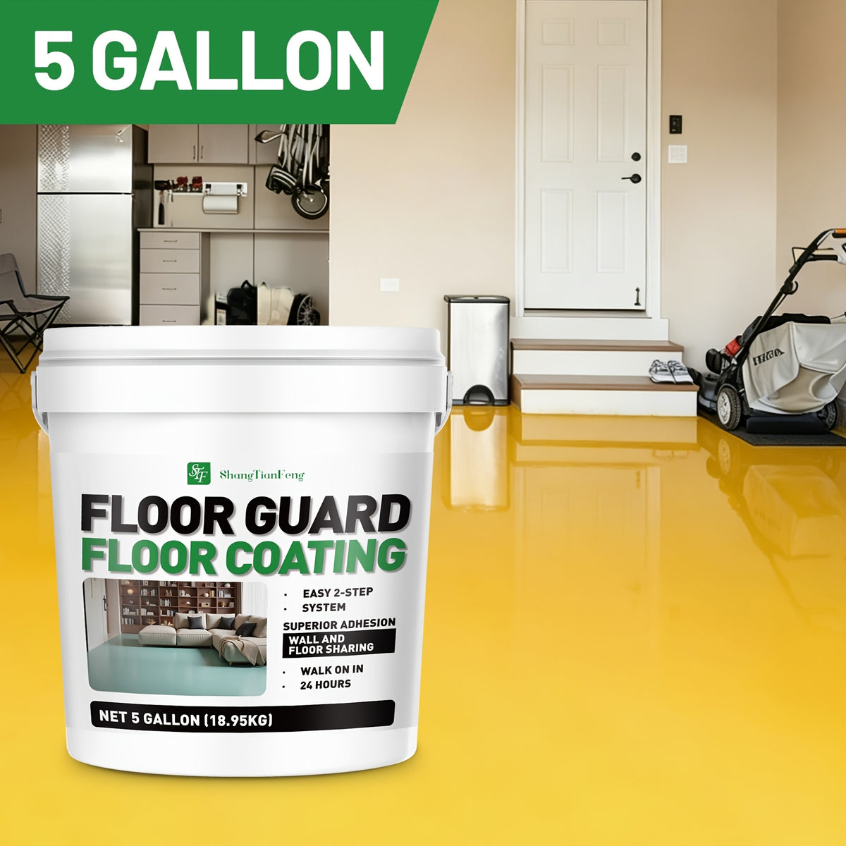 [Epoxy Floor Paint] Epoxy Floor Paint, 5 Gallon For Garage Paint, Waterproof Coating Floor Paint For Garages Basements, Single Component, Scratch Resistant, Ready To Use For Garage Paint, InteriorExterior Concrete Floor Paint For Porches, Interior Walls