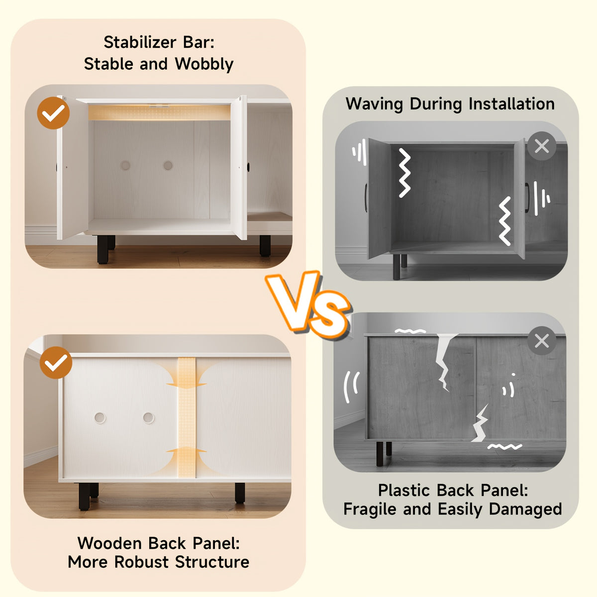 [Cat Litter Box Enclosure] 59 Inches Cat Litter Box Enclosure for 2 Cats, Hidden Litter Boxes Furniture with Cat Scratch Pad, Large Indoor Cat House with Double Room, Wooden TV Stand Side Table, Black