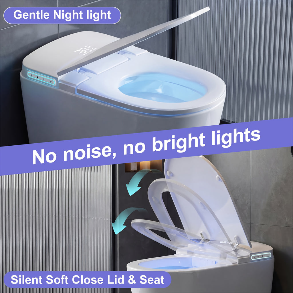 [Smart Toilet] Smart Toilet with Built-in Feminine Wash Function — Features Seat Heating and Night Light, Supports Warm Water Bidet and Warm Air Drying; Modern Tankless 1pc Design, Equipped with Soft-close Lid, Foot-operated Sensor, and Automatic Lid/seat