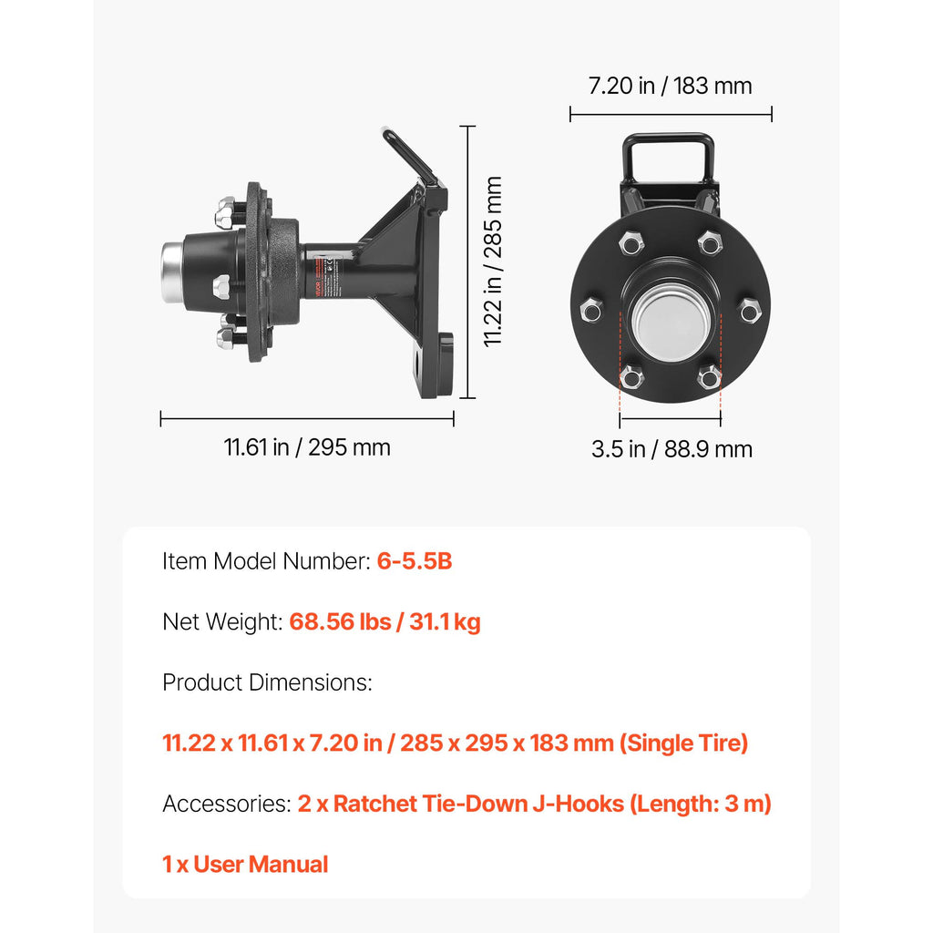 VEVOR Shipping Container Wheels 6-Lug / 8-Lug Wheels Kit, Heavy Duty Shipping Container Axle with Ratchet Tie Down-Moves 20 ft - 40 ft, Secure Transport for Dock, Warehouse, Construction Site, Black