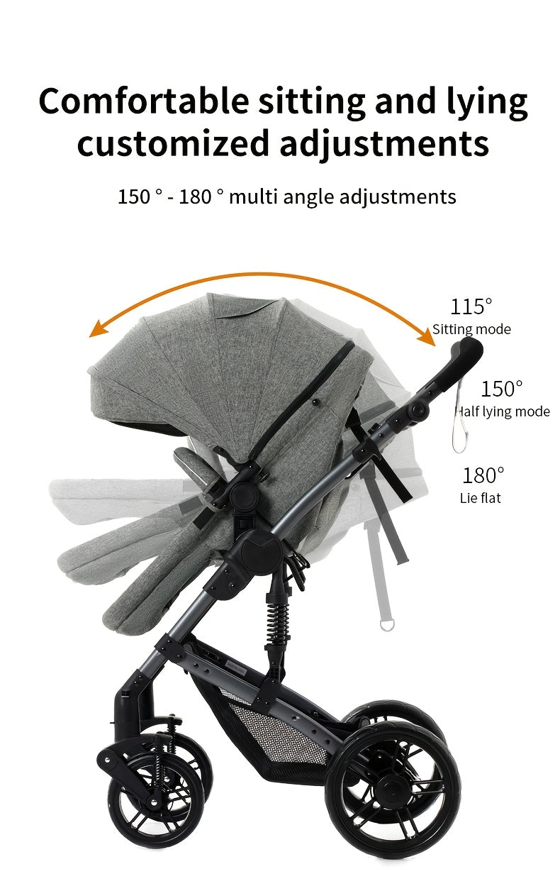 Foldable Stroller Suitable for Children Under, with a Single-Foot Brake, Sunshade, Adjustable Push Handle, And Comes with Foot Cover, Mosquito Net, Rain Cover, Baby Bottle Holder, Etc., Convenient for Storage And Use When Going Out