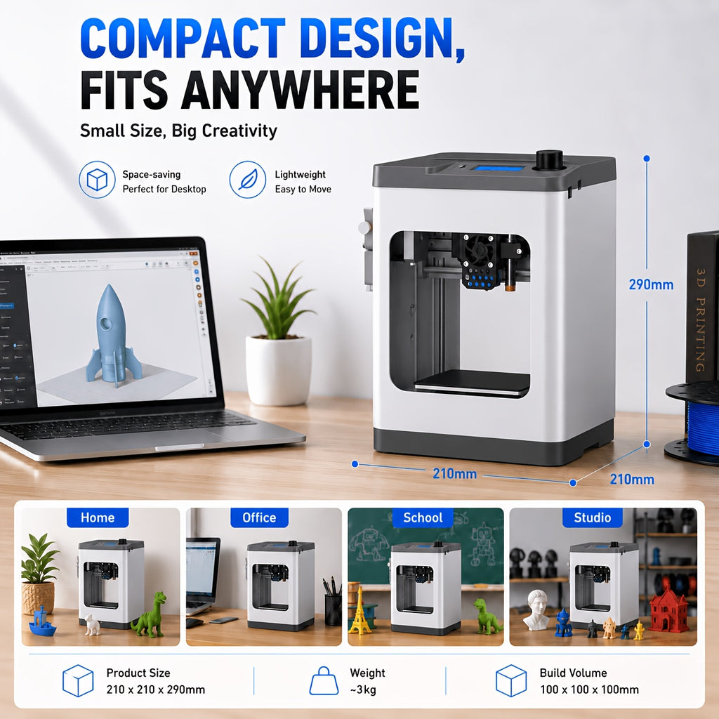 Tina2S V12 Mini 3d Printer Machine with Wi-Fi Cloud Printing, Fully Assembled Auto-Leveling 3D Printer for Beginners, Enhanced Extruder with Auto Filament Loading