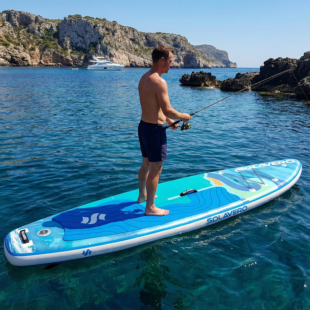131.89in Inflatable Stand Up Paddle Board, Extra Wide Stable SUP with Premium Accessories Blow Up Paddle Board for Adults, Suitable for Sea And Lake, All Skill Levels