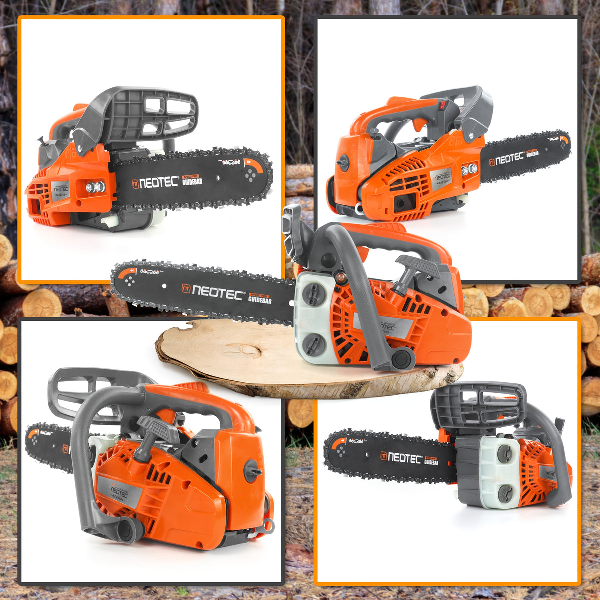 NEO-TEC 12'' Top Handle Gas Chainsaw, 2-Stroke 25.4cc Portable Chain Saws for Trees Gas Powered Wood Cutting