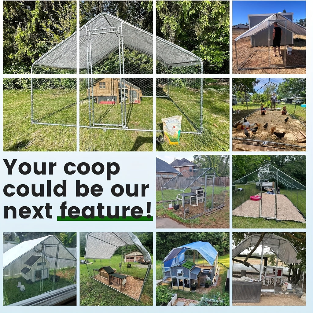 SNDM Chicken Coop Large Metal Chicken Run Upgrade Wire Mesh Chicken Pen with Water-Resident And Anti-Uv Cover, Duck Rabbit House Outdoor