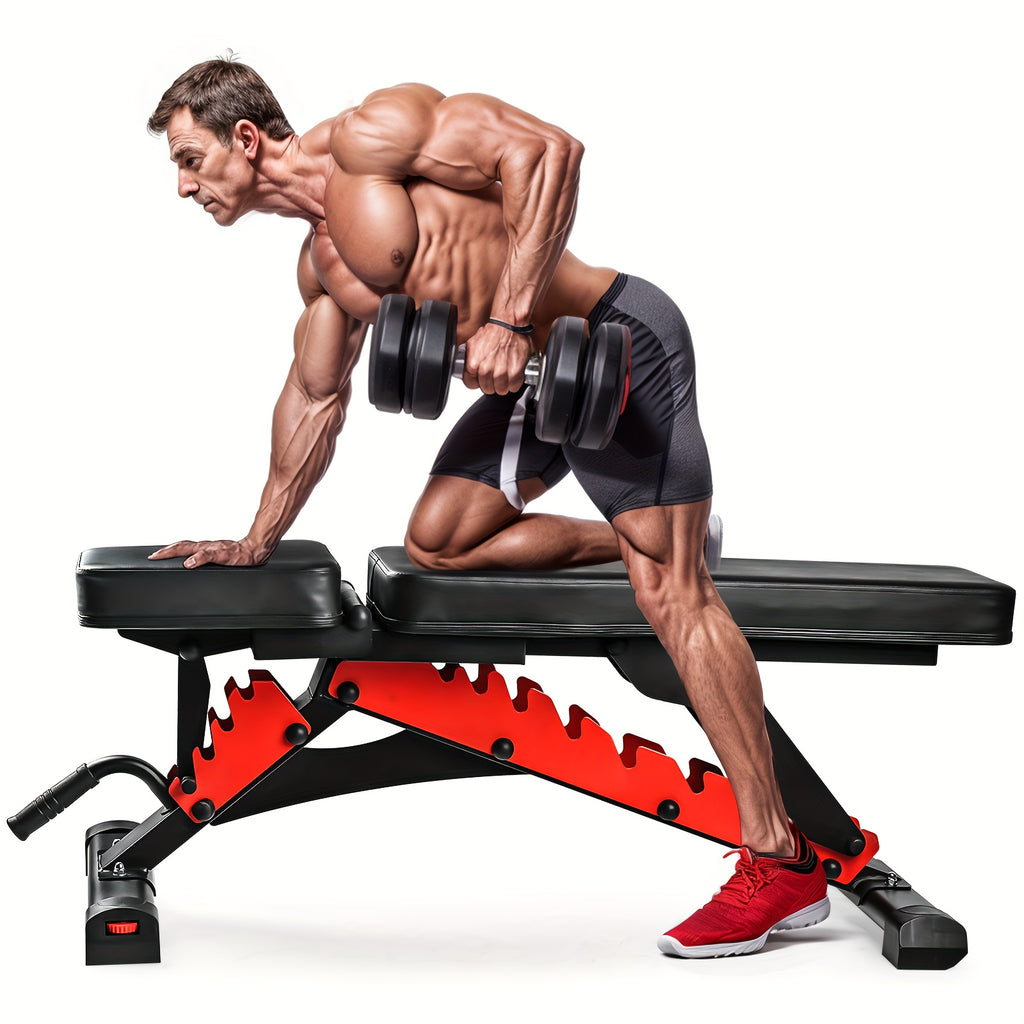 Heavy Duty Adjustable Weight Bench with Resistance Bands And Leg Support, Multi-Function Sit-Up Bench for Home Strength Training, Bench Press, Push-Ups And Ab Workout