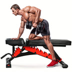 Heavy Duty Adjustable Weight Bench with Resistance Bands And Leg Support, Multi-Function Sit-Up Bench for Home Strength Training, Bench Press, Push-Ups And Ab Workout