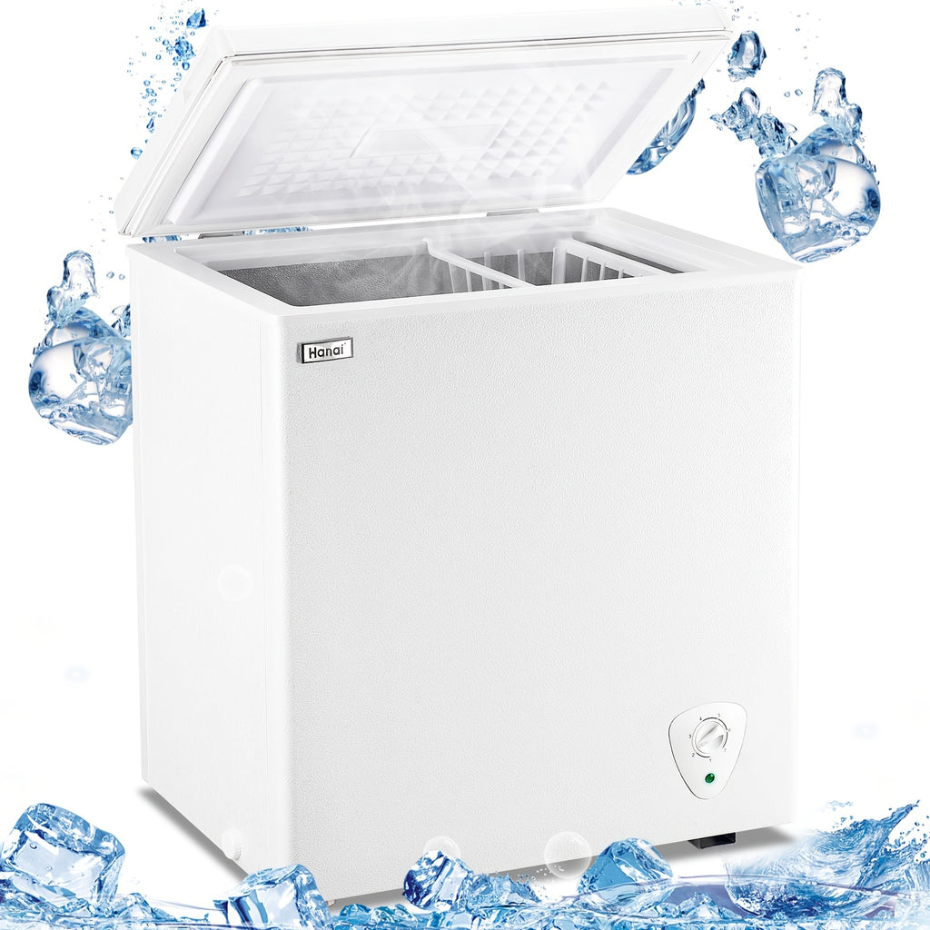 WANAI Small Deep Freezer, 3.5/5.0 Cubic Feet Chest Freezer with Adjustable Temperature, Top Open Door, Removable Storage Basket for Home, Kitchen, Office, Home And Apartment, White