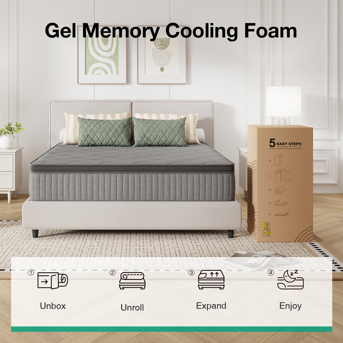 SweetNight 6/8/10/12/14 inch Memory Foam Hybrid Mattress With Pocket Springs, Twin Xl, Full, Queen, King, Sizes In A Box, Medium Firm, Mattresses For Support Comfort, Fiberglass-Free